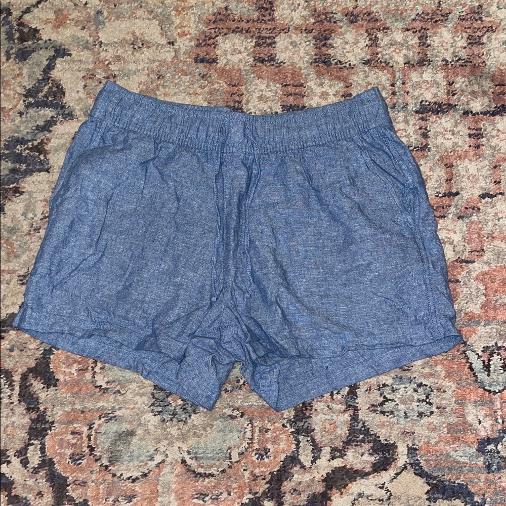 GAP Women's Chambray-Look Elastic Waist Shorts in Blue